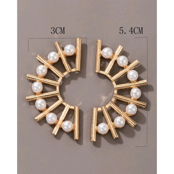 Anthropologie Pearl Art Deco Mid Century Modern Fashion Earrings - Picture 4 of 6